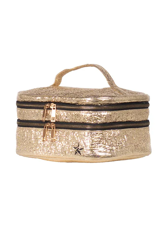 Tinsel in Gold Rebel Glam & Go Travel Case with Black Zipper