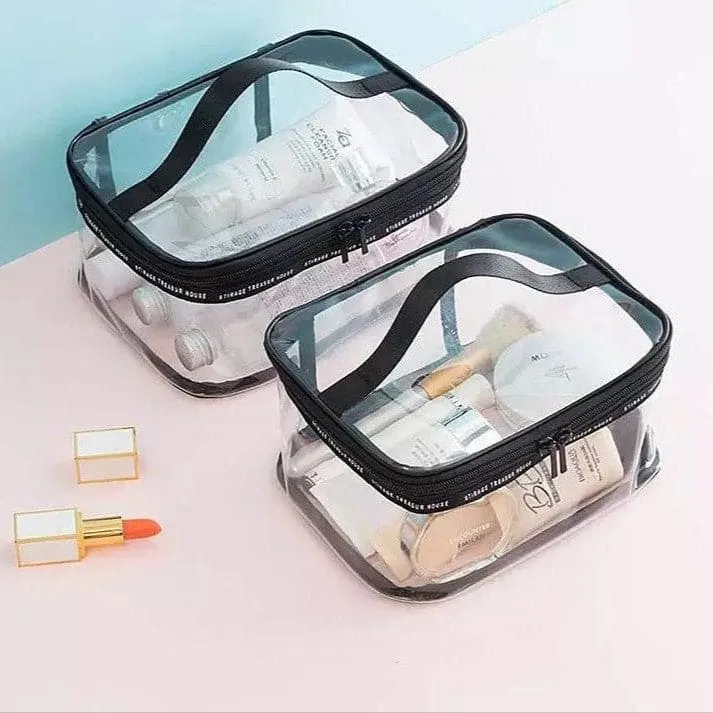 Transparent Clear Cosmetic Bag, Portable Toiletry Bag, Zipper Organizer, Transparent Travel Makeup Pouch