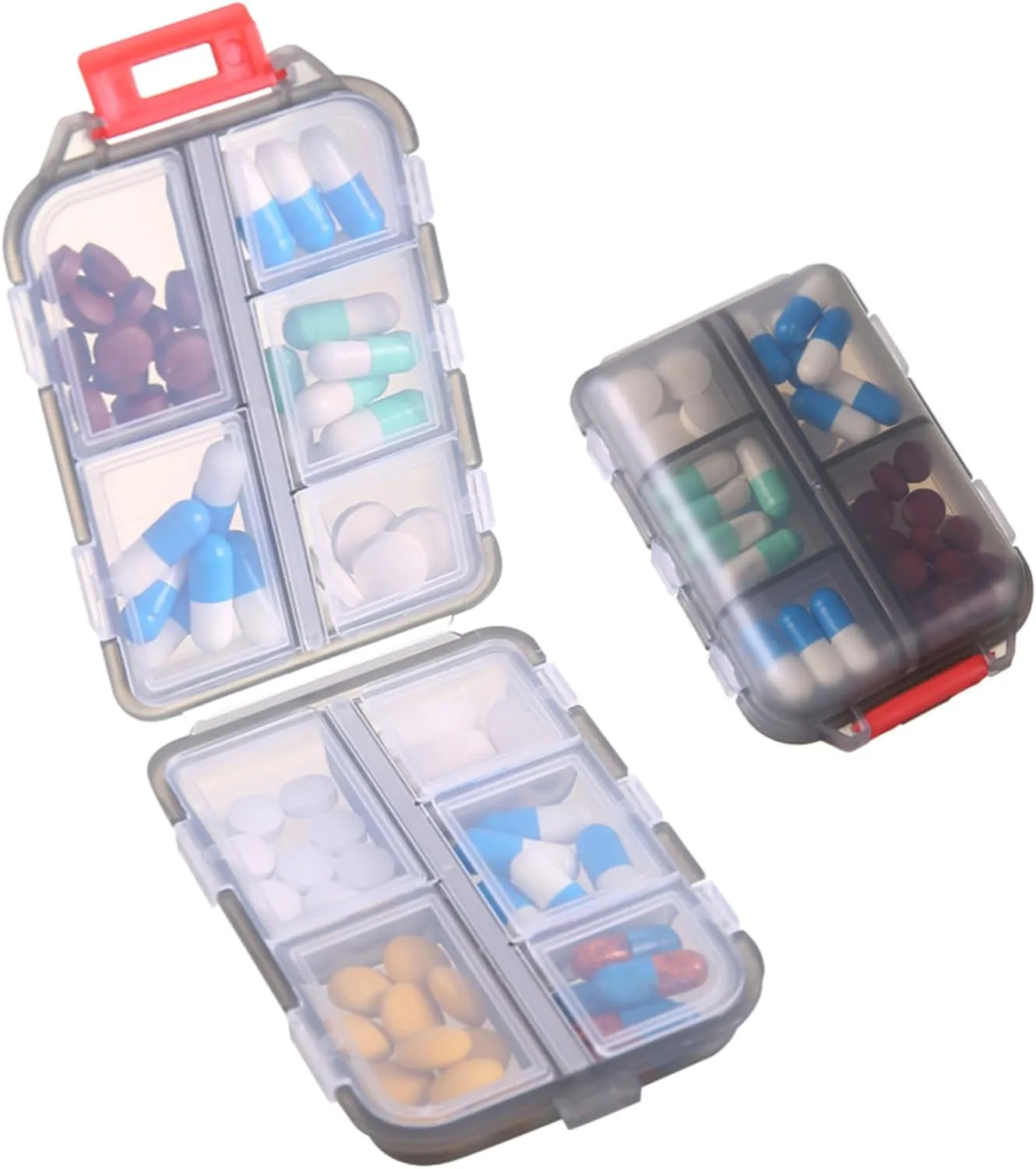 Travel Pill Organizer - 10 Compartments Pill Case, Compact and Portable Pill Box, Perfect for On-The-Go Storage, Pill Holder for Purse