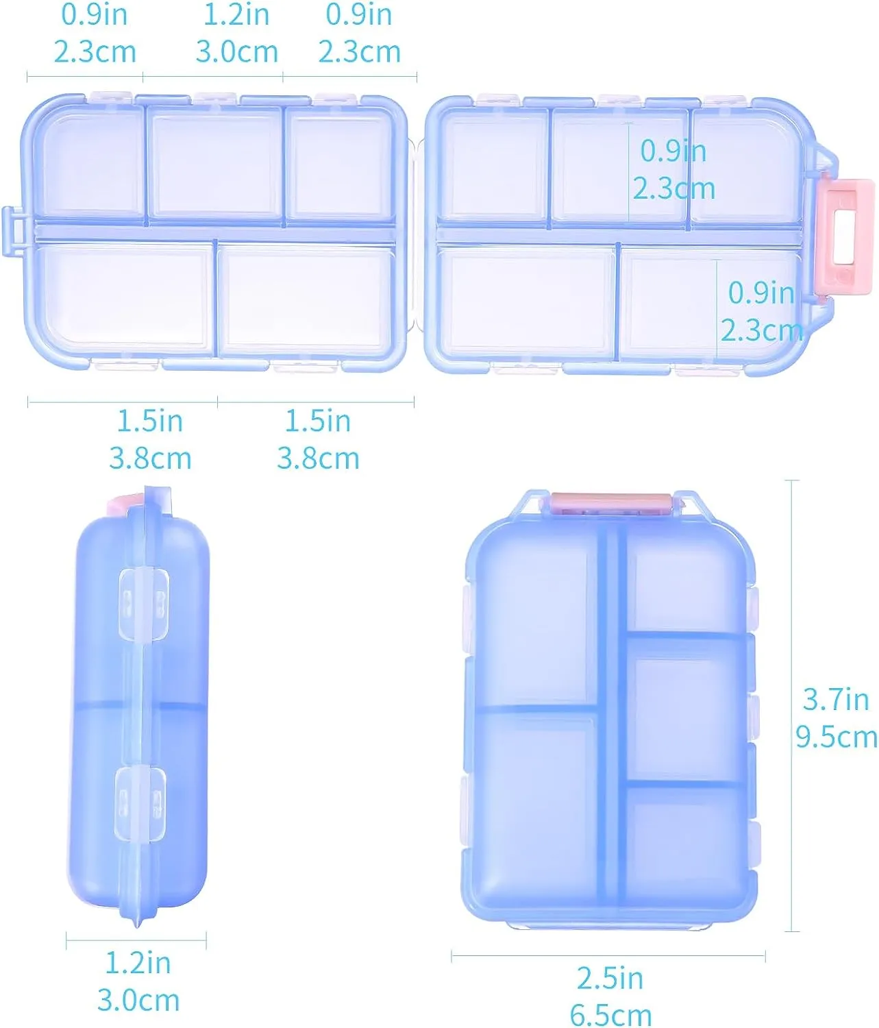 Travel Pill Organizer - 10 Compartments Pill Case, Compact and Portable Pill Box, Perfect for On-The-Go Storage, Pill Holder for Purse