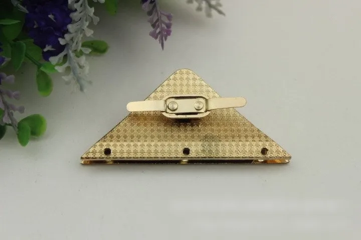 Triangle Twist Turn Lock 80mm Purse Charm Organizer Luggage Hardware Antique Gold Lock And Key Closure Small Bag Clutch Metal Accessories