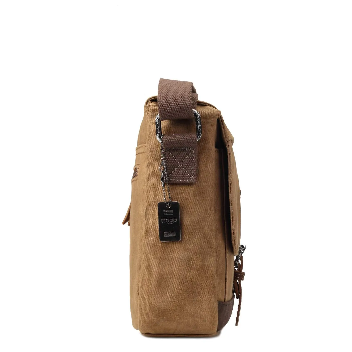 Troop London Canvas Leather Camel Messenger Bag