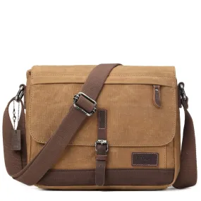 Troop London Canvas Leather Camel Messenger Bag