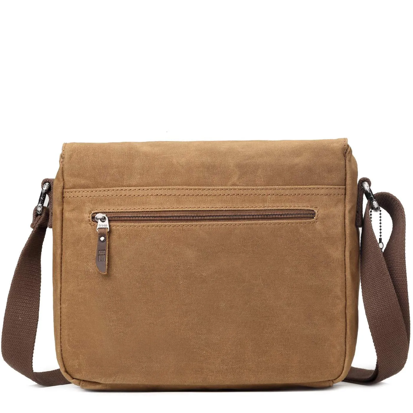 Troop London Canvas Leather Camel Messenger Bag