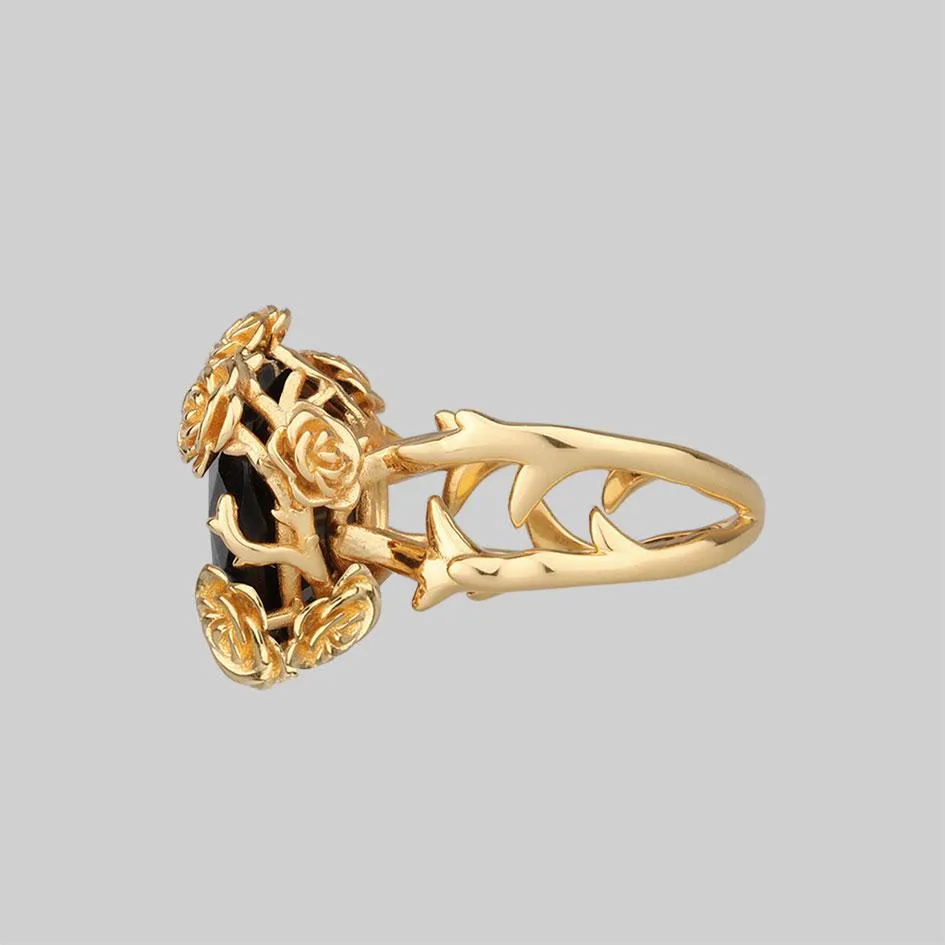 UTOPIA. Gold & Onyx Roses Ring