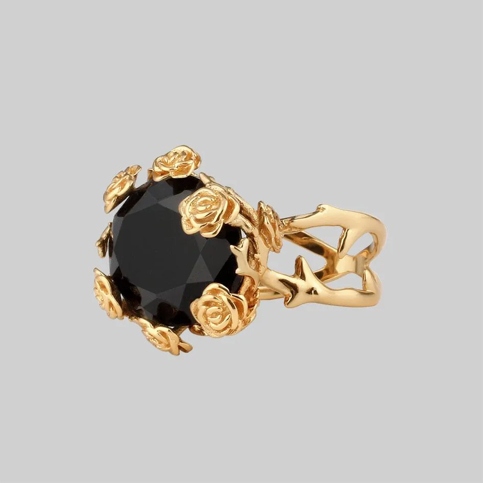 UTOPIA. Gold & Onyx Roses Ring