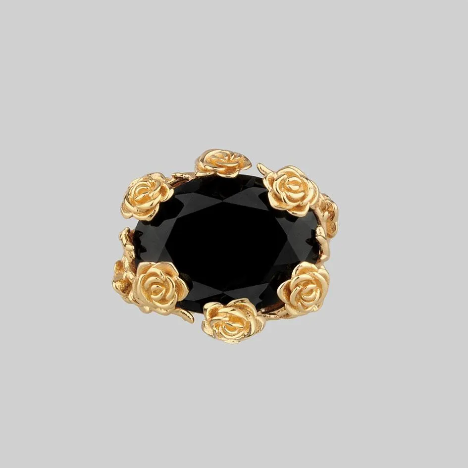 UTOPIA. Gold & Onyx Roses Ring