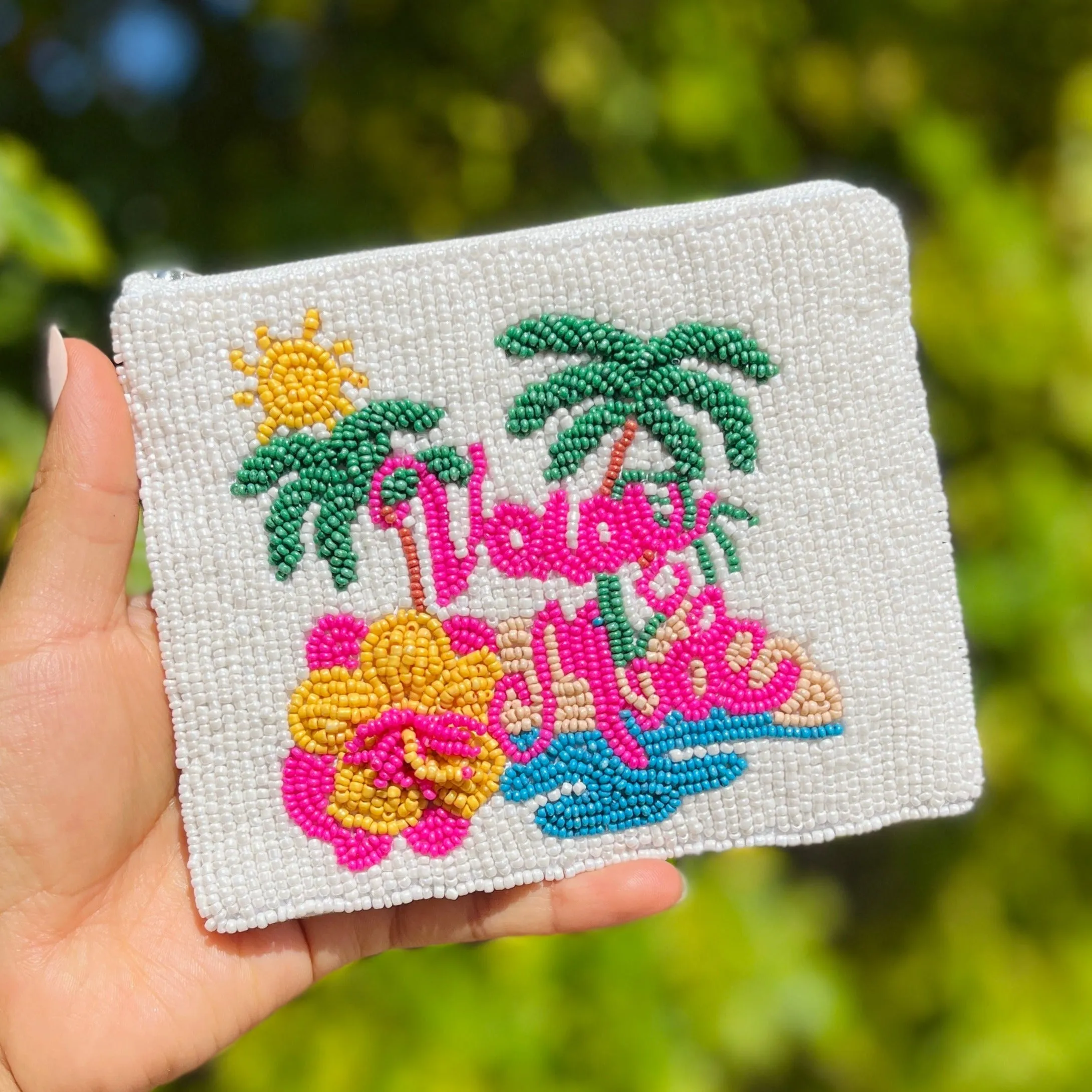 Vacay Mode Beaded Coin Purse