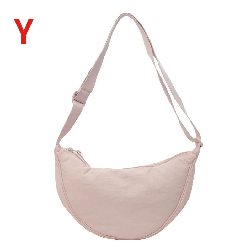 VAIGE Solid Nylon Casual Messenger Bag - Large Capacity Shoulder Bag with Zipper Closure, Simple Hobo Design