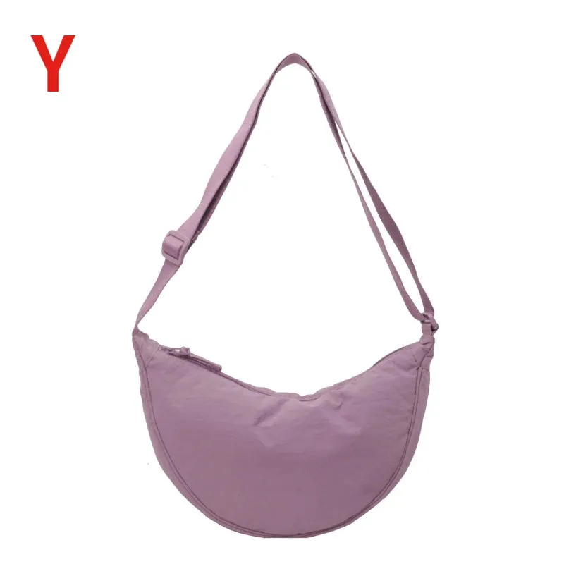 VAIGE Solid Nylon Casual Messenger Bag - Large Capacity Shoulder Bag with Zipper Closure, Simple Hobo Design