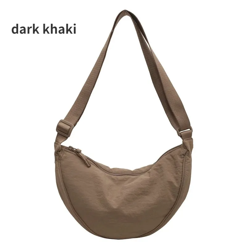 VAIGE Solid Nylon Casual Messenger Bag - Large Capacity Shoulder Bag with Zipper Closure, Simple Hobo Design