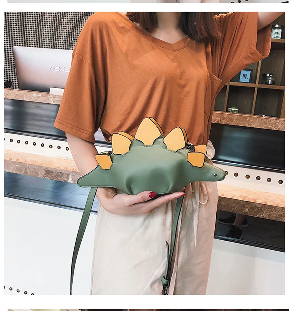 Vegan Stegosaurus Hide Dinosaur Cross-body Mini Clutch Handbag Purse Five Color Options