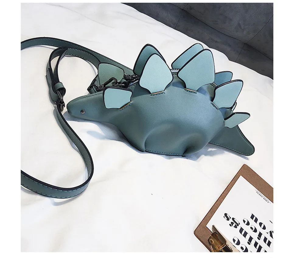 Vegan Stegosaurus Hide Dinosaur Cross-body Mini Clutch Handbag Purse Five Color Options