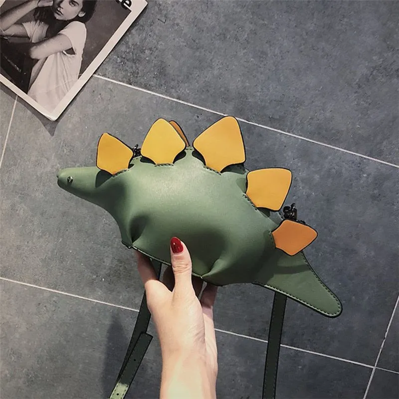 Vegan Stegosaurus Hide Dinosaur Cross-body Mini Clutch Handbag Purse Five Color Options