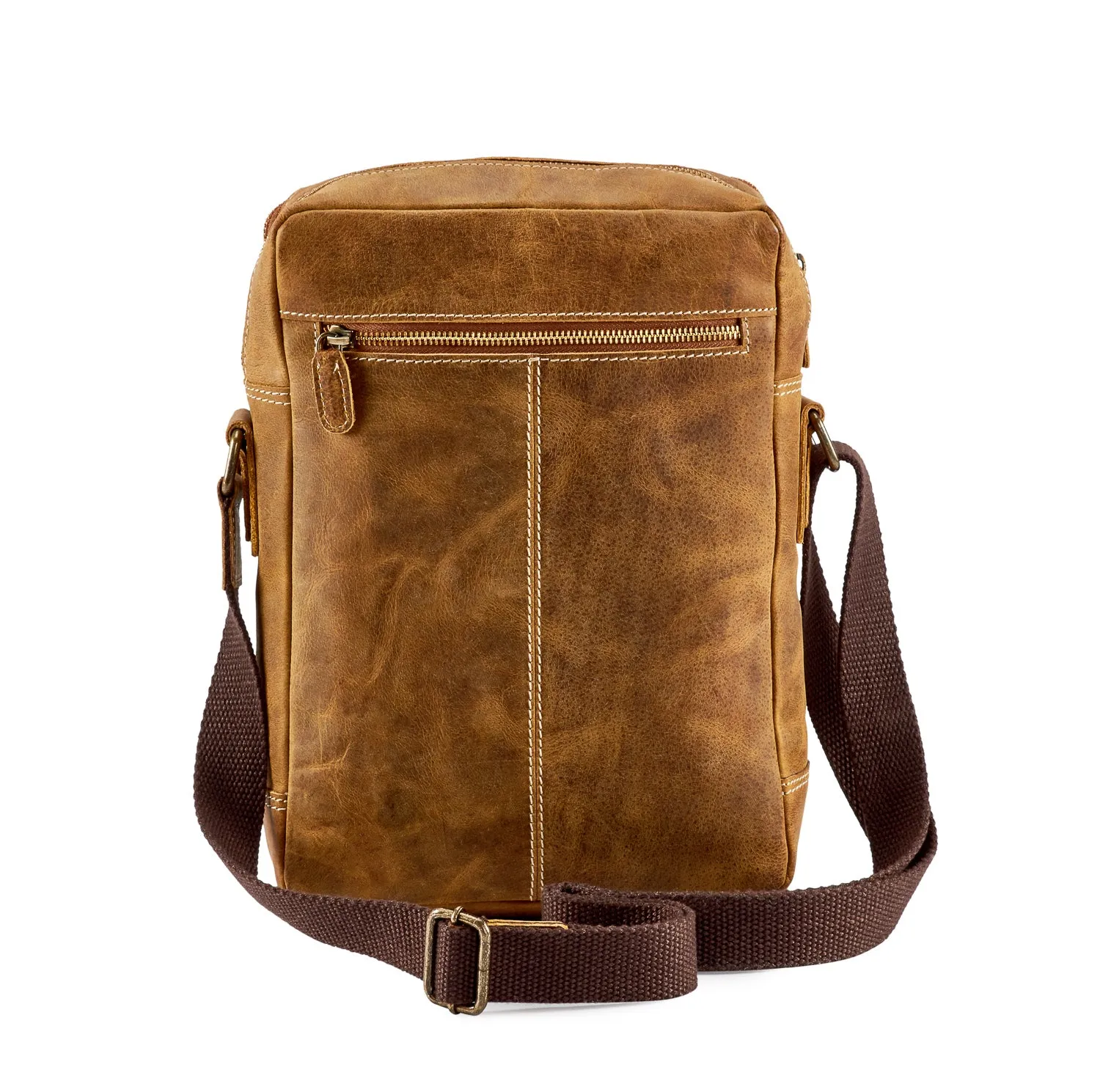 Venator Distressed Leather Portrait Messenger Bag #MB4972