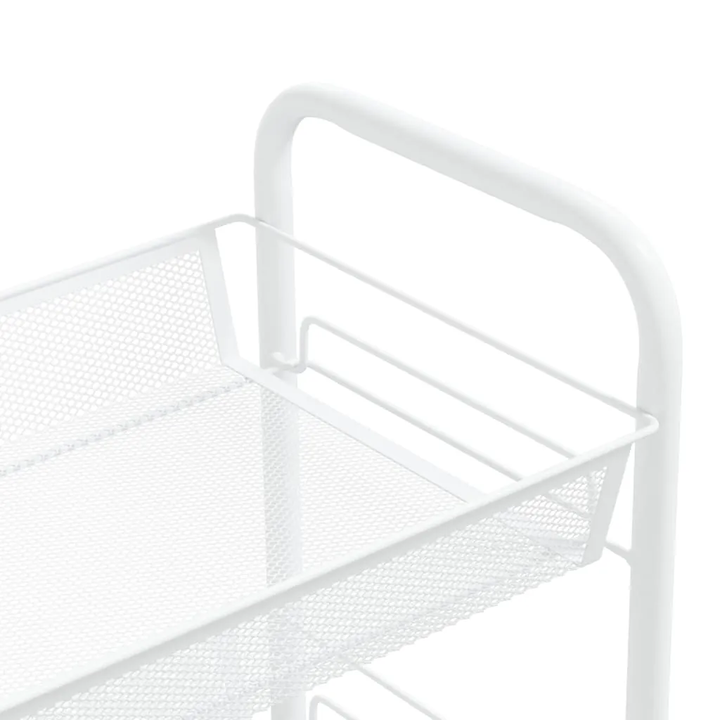 vidaXL 3-Tier Kitchen Trolley - Sleek White, Sturdy Iron Construction, Mobile Storage Solution