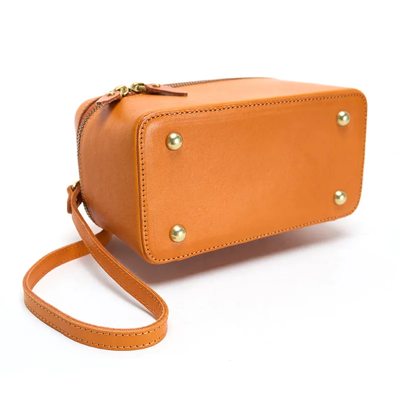 Vintage fashion handmade vegetable tanned leather hand bag