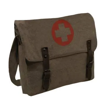 Vintage Style Medic Canvas Bag With Cross