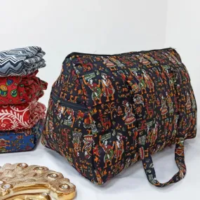 Weekender Travel Bag Black Colour with Kalamkari Design.