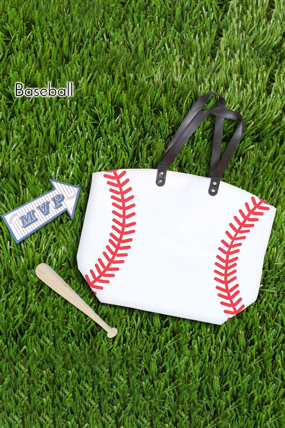 White Baseball Canvas Large Tote Bag