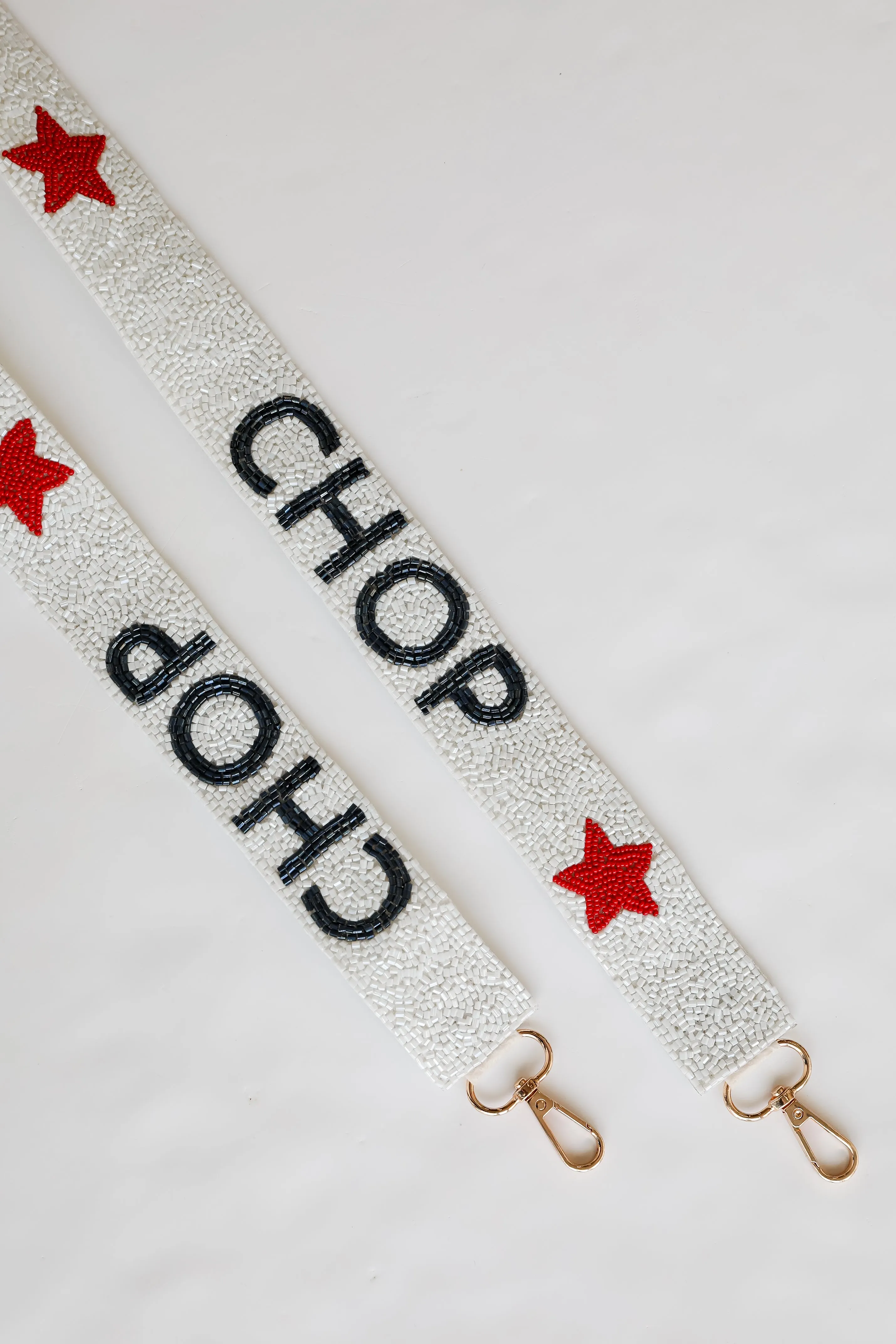 White Chop Chop Beaded Purse Strap