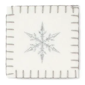 White Felt Coaster with Snowflake