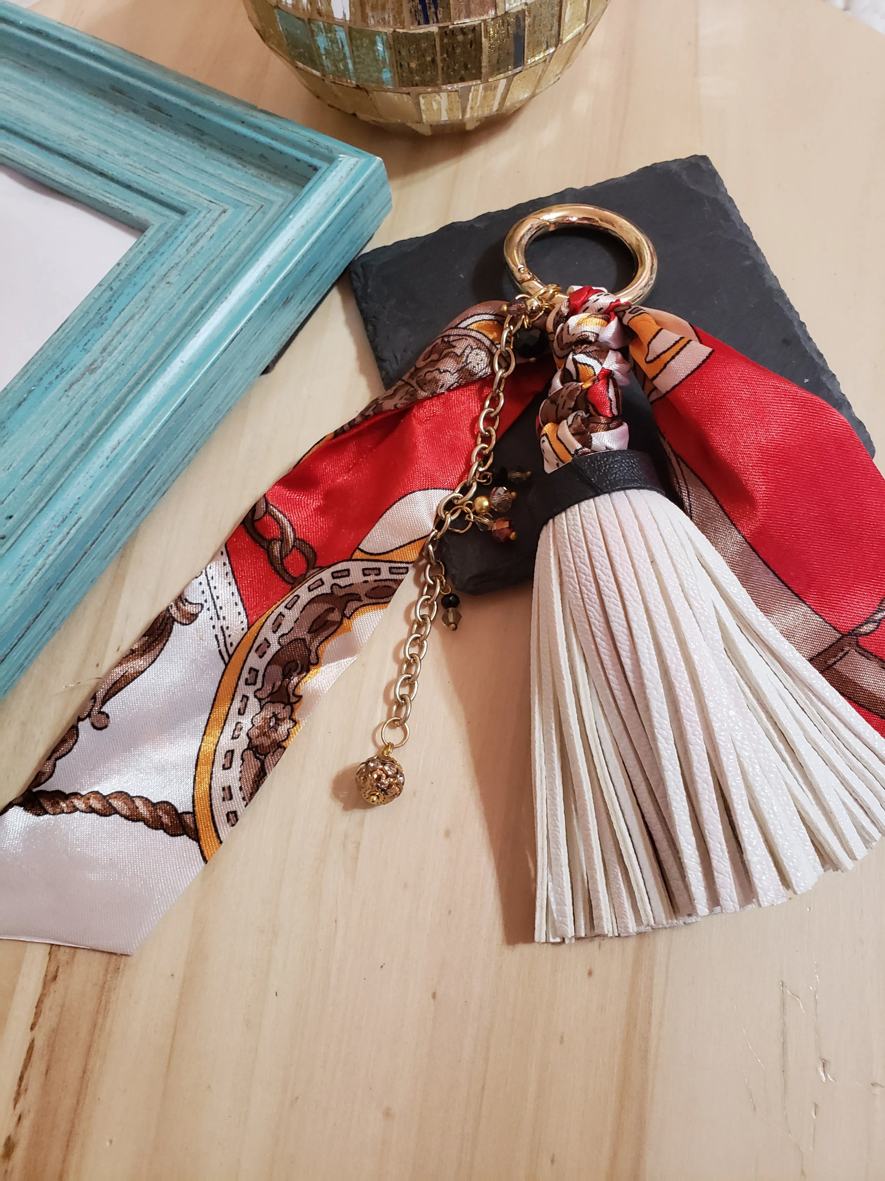 White Tassel Fashion Keychain Purse Charm