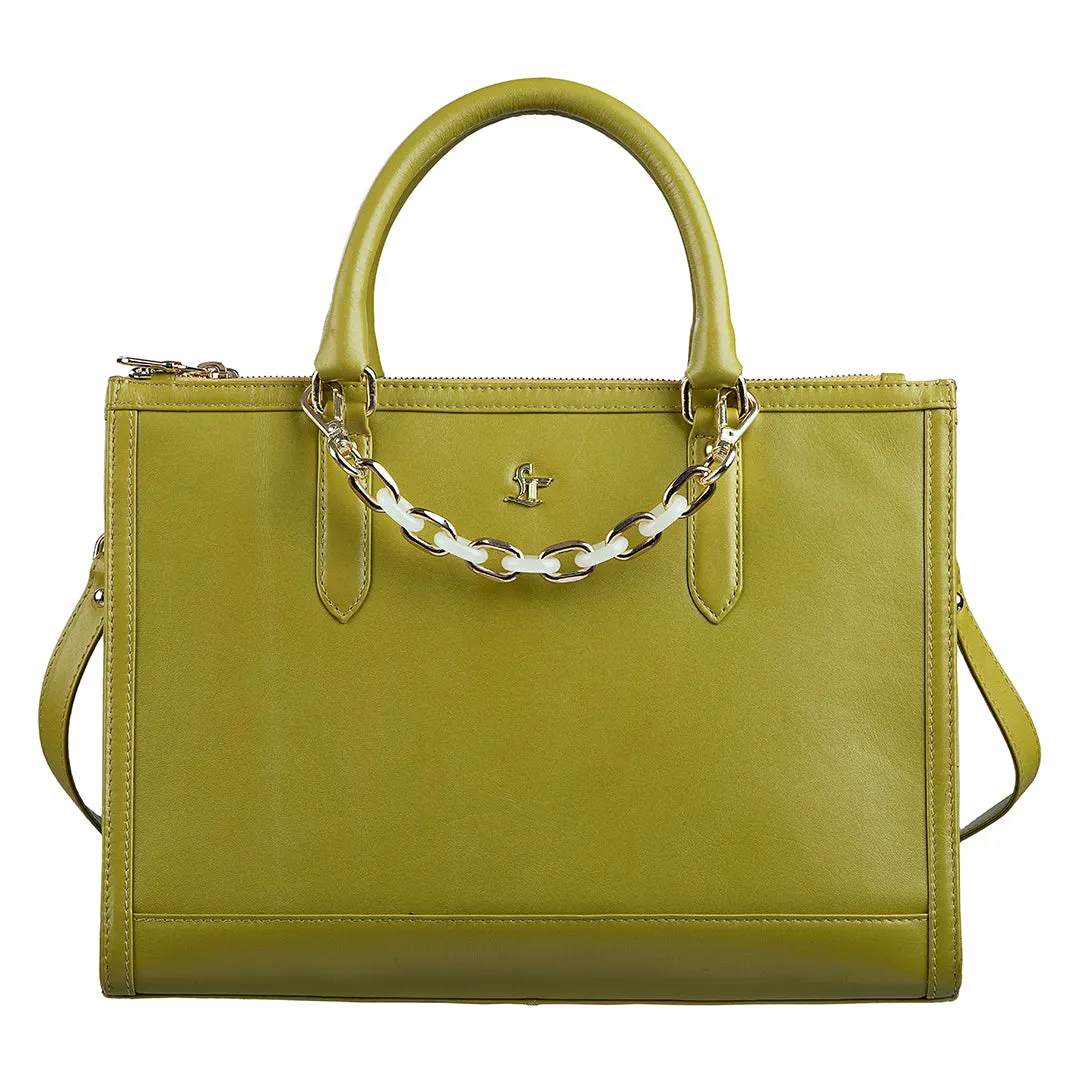 Window Sr. Handbag for Women | Satchel Handbags | Genuine Leather Ladies Bag | Color: Teal Blue, Black, Brown & Lemon Green