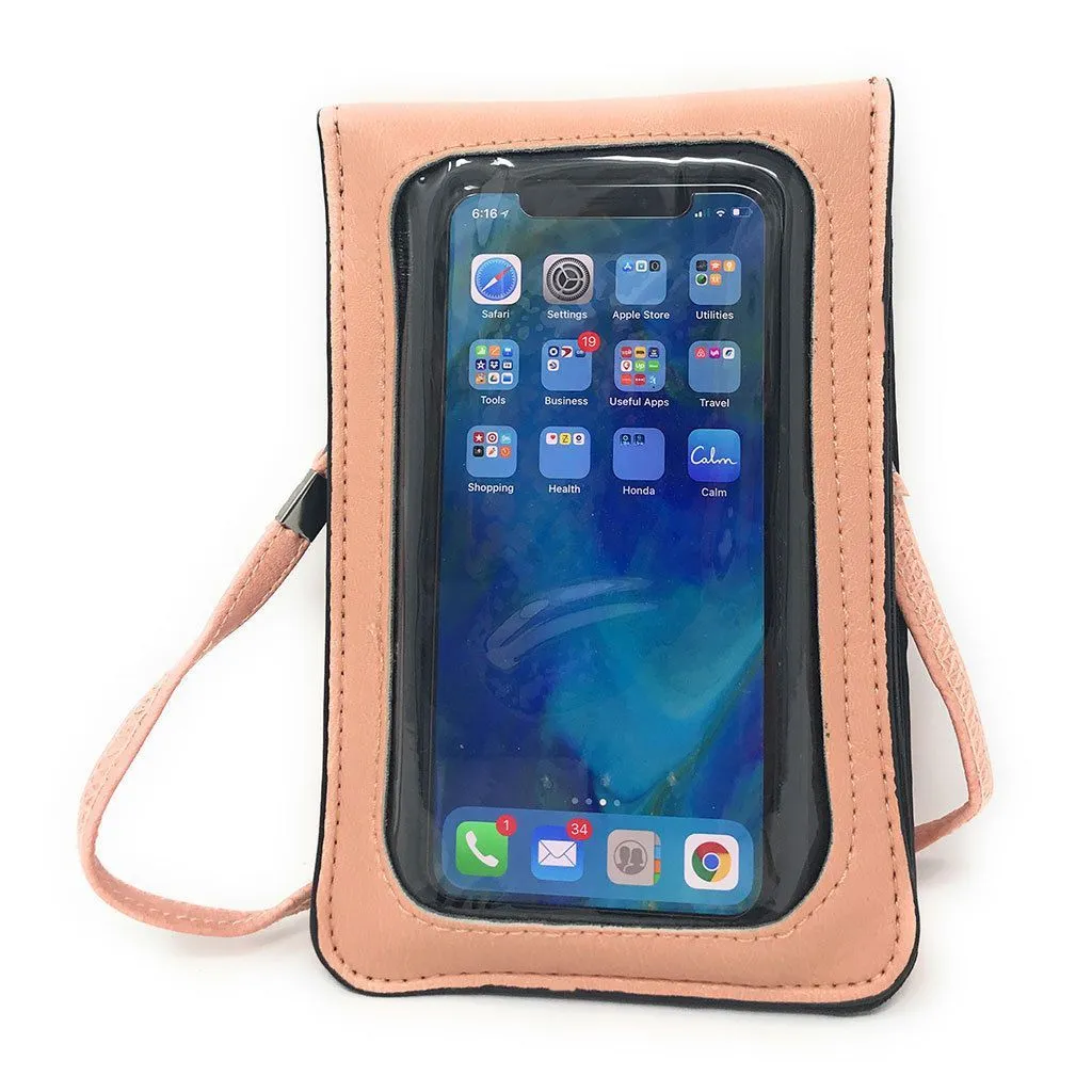 Women'S Crossbody Phone Purse Clear Touchscreen Window Wallet Pouch Case Strap